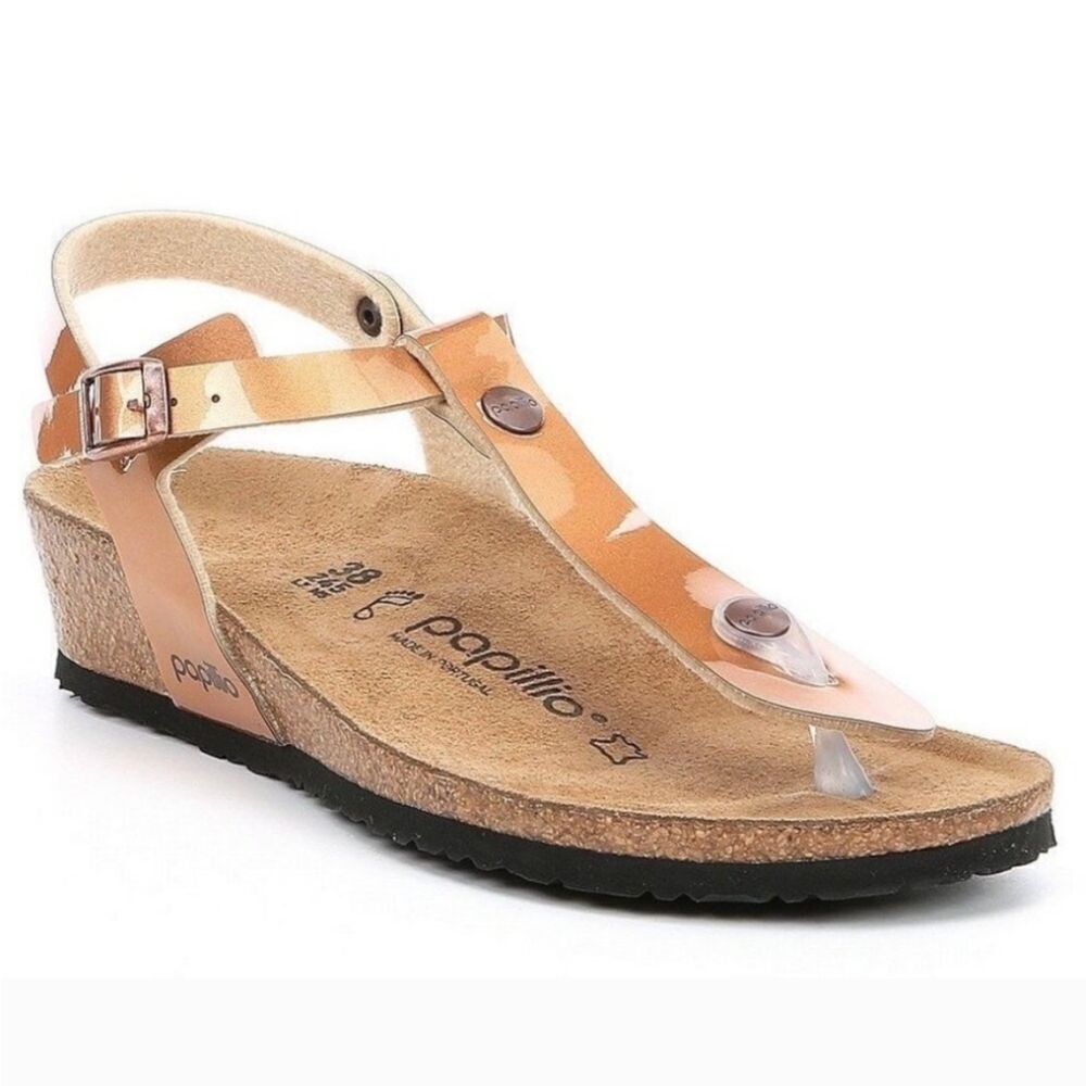 Birkenstock Papillo Ashley Metallic Copper Thong Sandals Sz 41/10-10.5